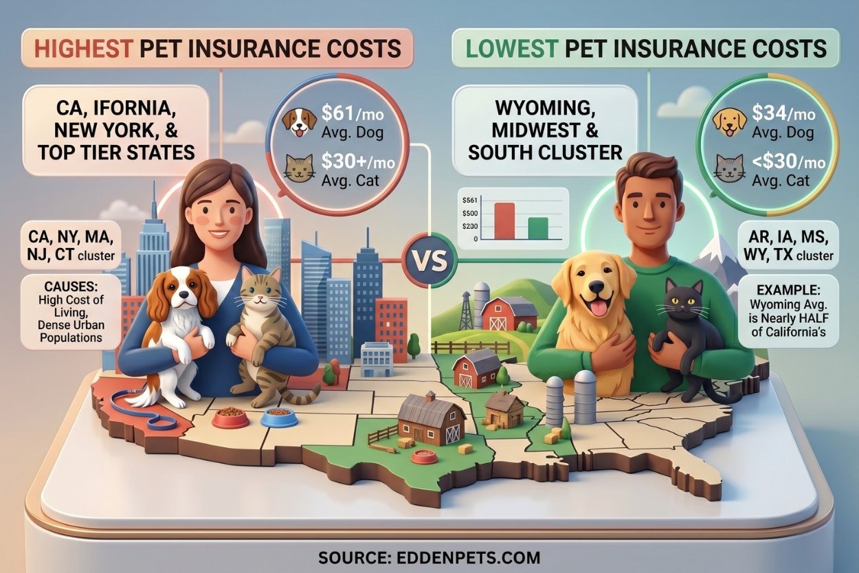 highest and lowest pet insurance costs